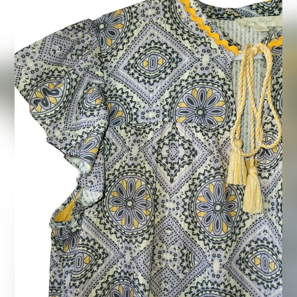 Anthropologie Blue and Yellow Patterned Dress - Picture 5 of 6